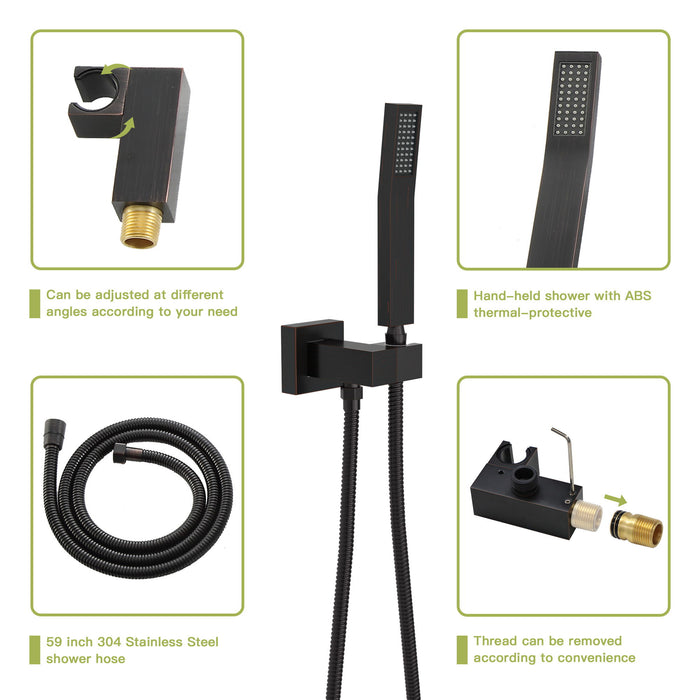 Dual Shower Head System With 12" Wall Mounted Square Rain Shower And Rough In Valve