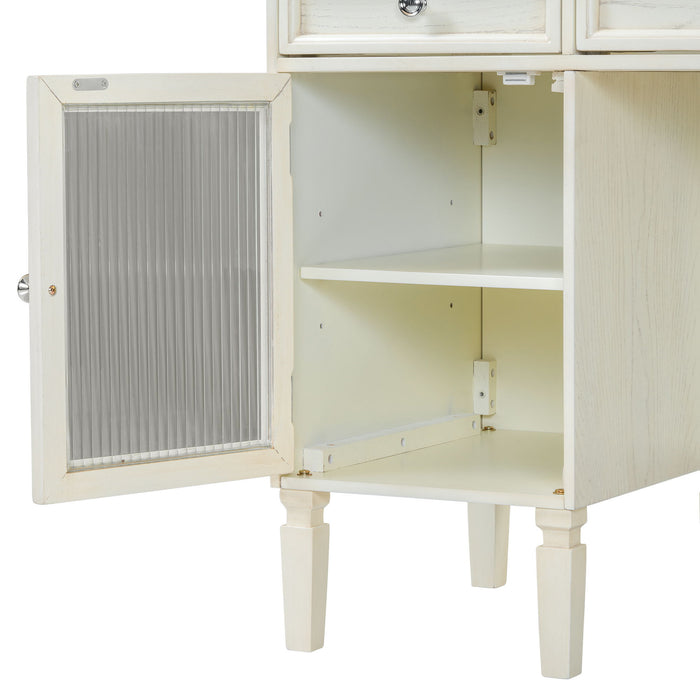 Multi Functional 2 In 1 Vanity Desk With Flip Top Mirror Material - White Oak