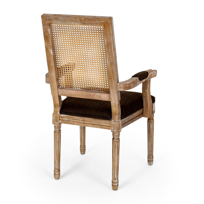 Upholstered Dining Chair With Cane Backrest