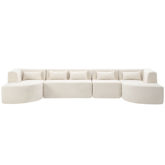 Upholstered Sofa Free Combined Sofa Couch With 2 Chaise Lounge And Five Back Pillows For Living Room