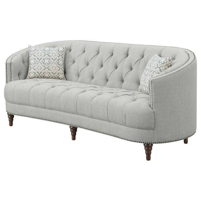 Veronica - Light Sloped Sofa With Tufted Elegant Upholstered Lounge Seating - Light Gray