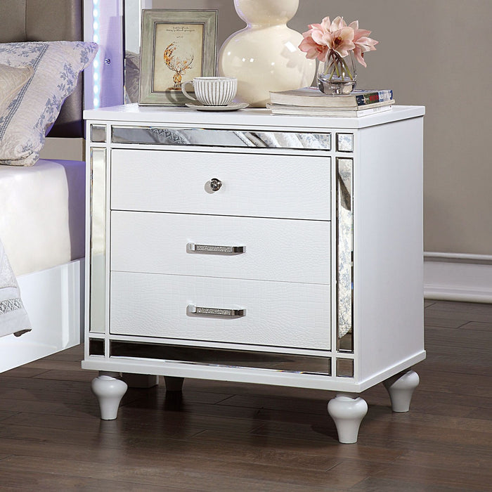 Contemporary Nightstand With Crocodile Textured Trim