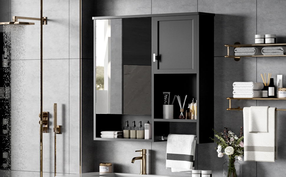 Modern Wall Mounted Bathroom Medicine Cabinet, Bathroom Wall Storage Cabinet With Mirror