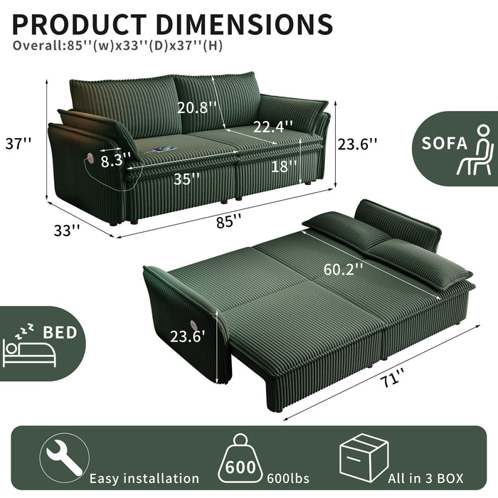 2 In 1 Convertible Sofa Bed, Multi Functional Living Room Furniture