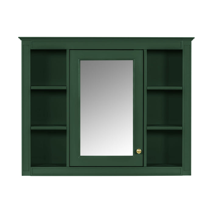 Wall Mounted Medicine Cabinet With Mirror, Storage Cabinet Featuring 6 Open Shelves And Adjustable Interior