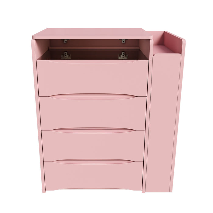 Flip Mirror Vanity Desk With Adjustable LED Lights & Stool For Bedroom