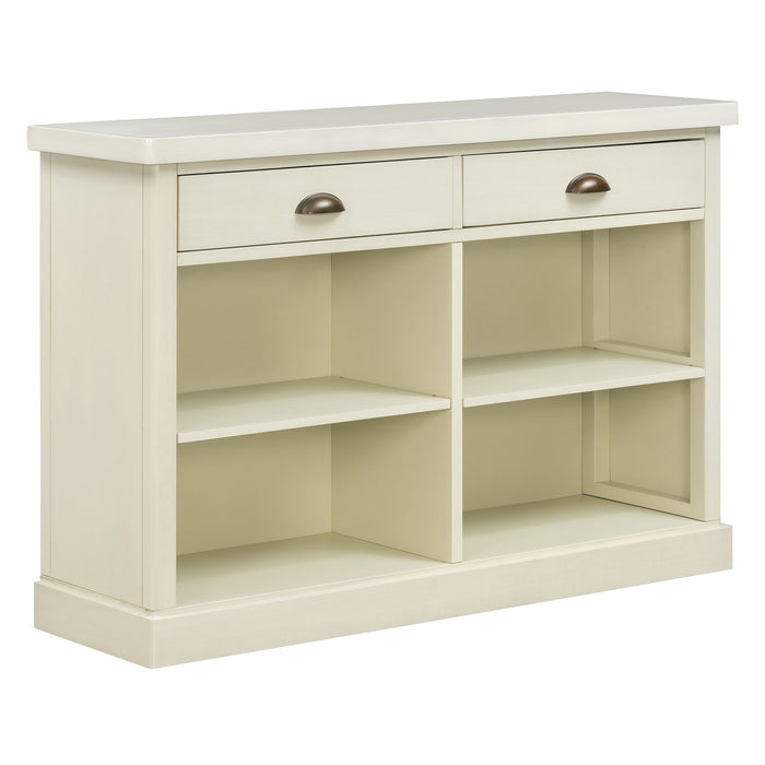 Console Table With 2 Drawers And Open Shelves