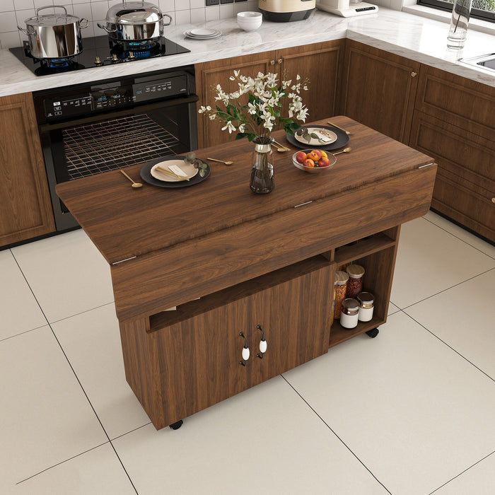 Multi Functional Folding Table With Storage Shelves And Wheels