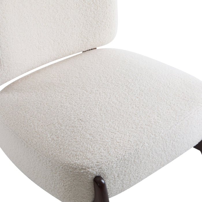 Modern Boucle Lounge Chair With Solid Wood Fram