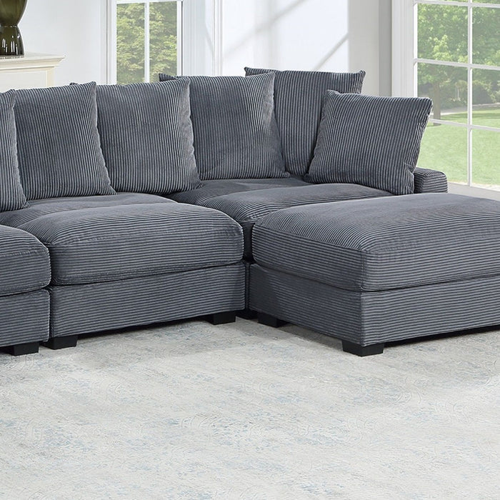 5 Piece Modular Sectional Set Couch With LAF & RAF Chairs, Living Room Furniture - Dark Gray