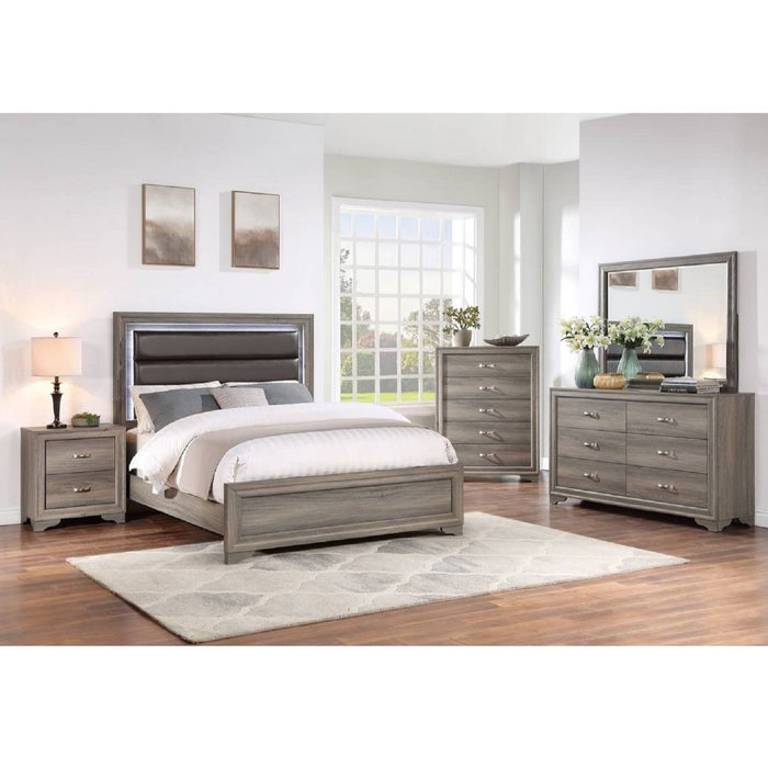 Bed With Horizontal Tufting Headboard