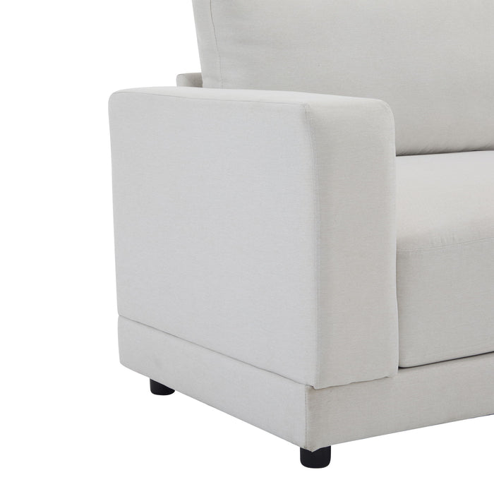 Modern Square Arm Sofa With Soft Fabric Upholstery, Deep Cushions