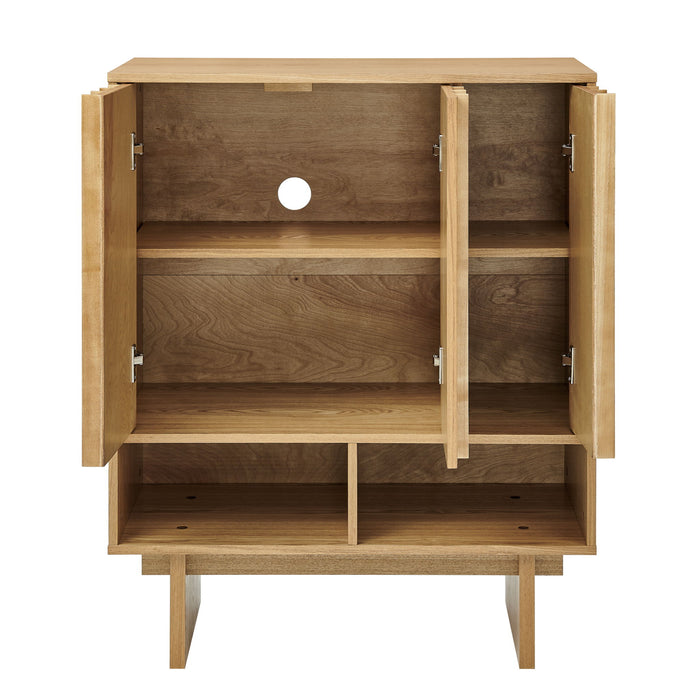 Sideboard Buffet Cabinet With Grille Slat Design With 3 Doors And Adjustable Shelves