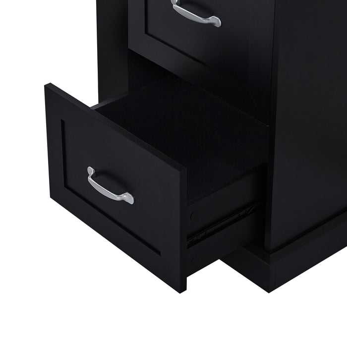 Freestanding Bathroom Storage Cabinet With Adjustable Shelves And Side Hooks Board, Rectangle Design