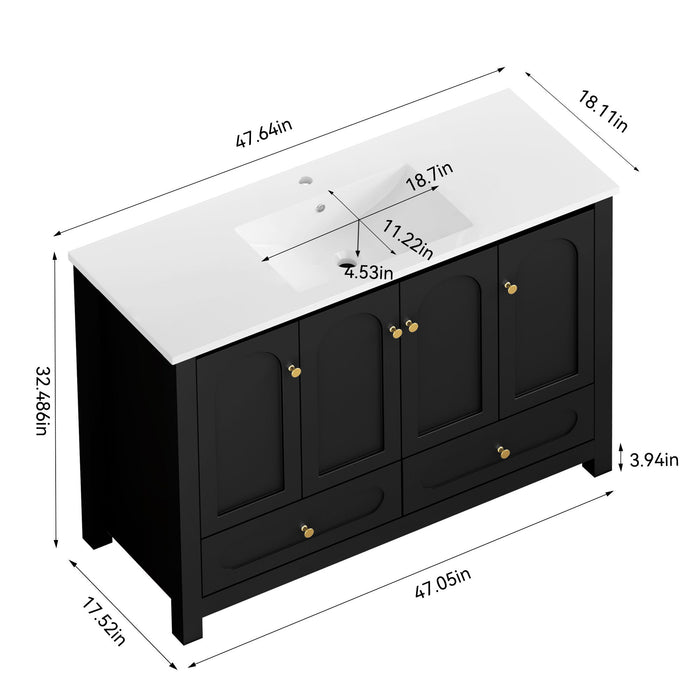 Bathroom Vanity With Sink Combo, 4 Soft Close Doors And 2 Drawers