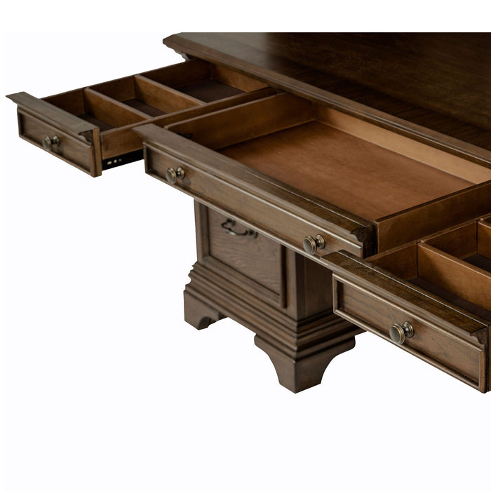 Stigham - 5 Drawer Credenza Office Desk - Oak