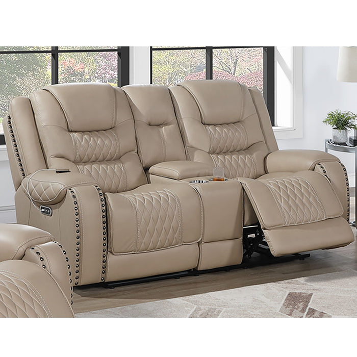 Power Motion Reclining Loveseat With Console Adjustable Headrest Cup Holders - Toffee