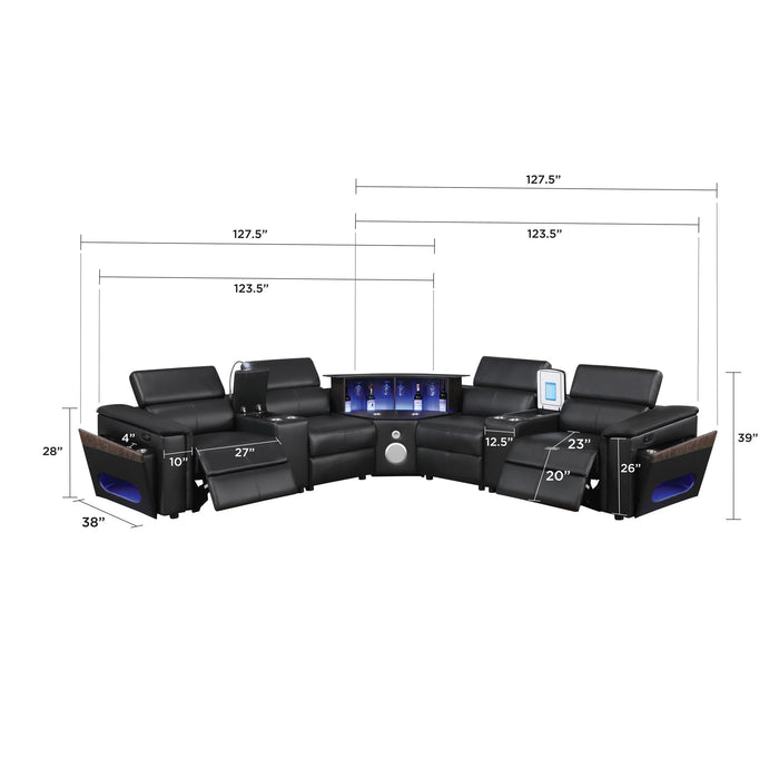Nova - Sectional With Bluetooth Speaker, LED And Lifting Wine Cabinet