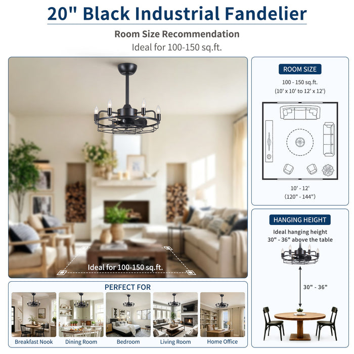 Modern Farmhouse Ceiling Fan, Adjustable Hanging
