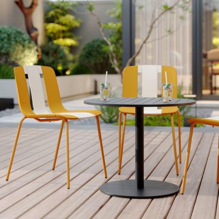 Modern Striped Blocking Single Chairs, Waterproof And Fade Resistant (Set of 4)