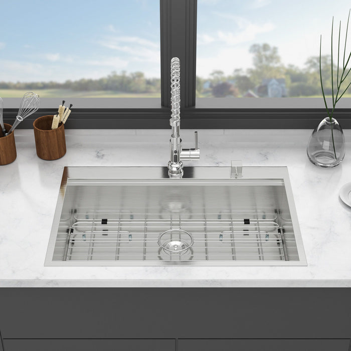 Drop In Kitchen Sink With Workstation, 16 Gauge - Brushed Nickel