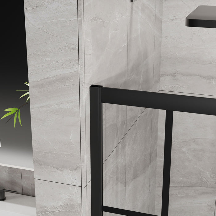 Corner Shower Door, Shower Enclosure With Dual Sliding Doors - Matte Black
