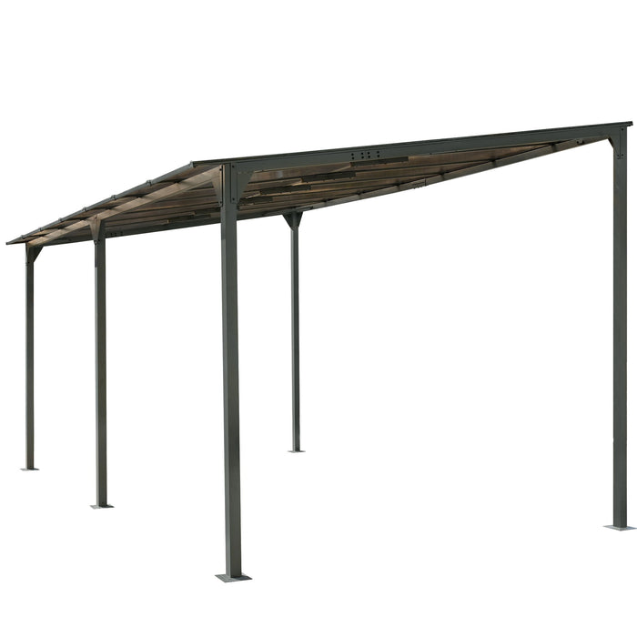 Outdoor Wall Mounted Gazebo With Sloped Roof Design, Uv Protection, And Durable Iron Frame - Gray