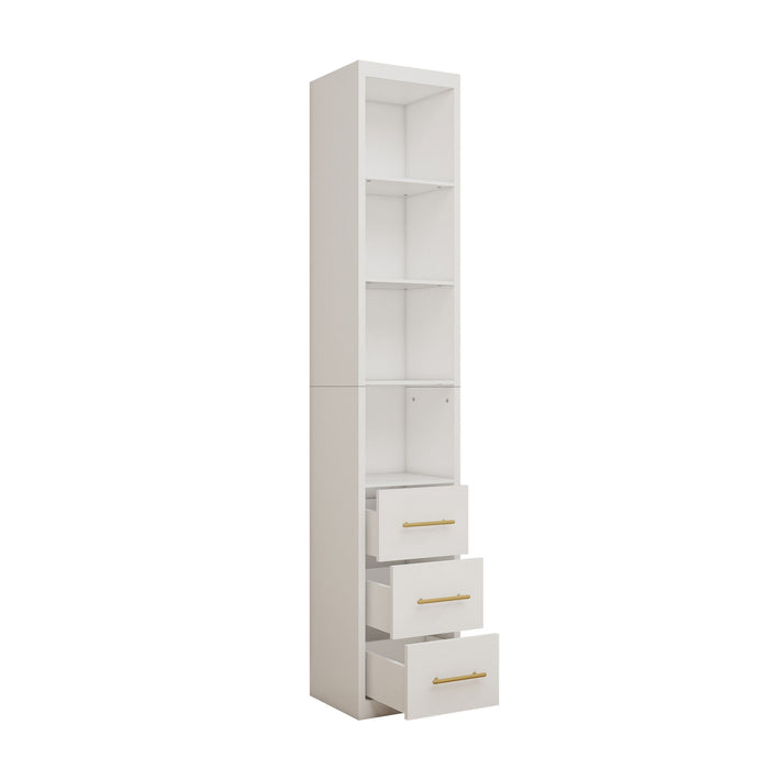 Rectangular Side Storage Cabinet With 3 Drawers For Bedroom - White