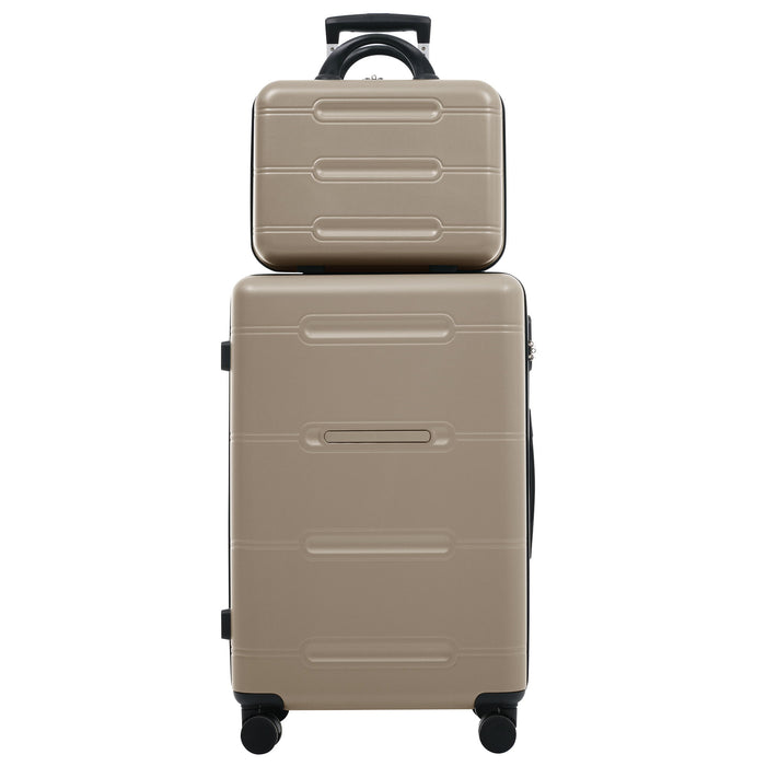 6 Piece Lightweight Hardshell Luggage Set With Double Spinner Wheels, Password Lock