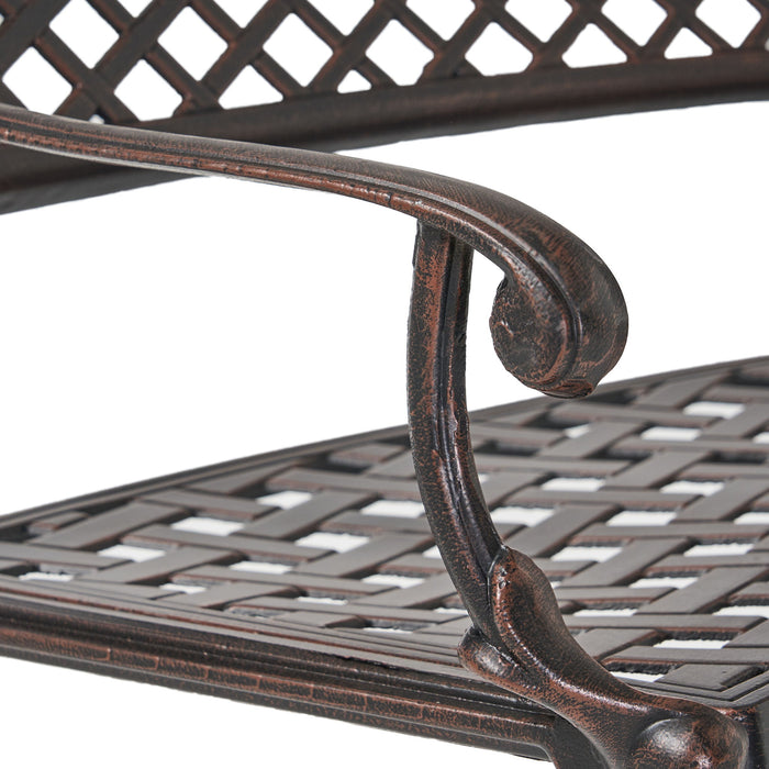 Sector - Bench With Curved Design And Diamond Cross Seat - Copper