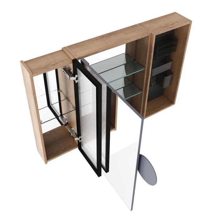 Wall Mounted Bathroom Cabinet, Adjustable Shelves Storage Cabinet - Imitative Oak