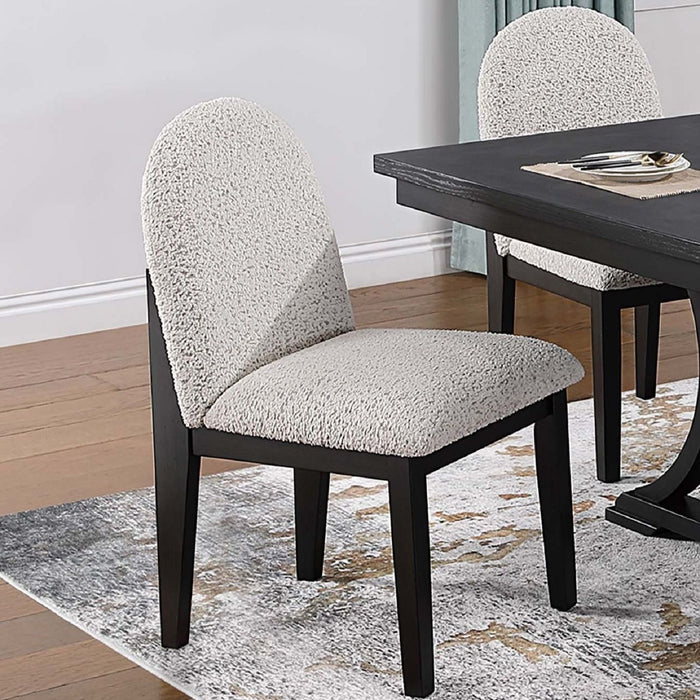 5 Piece Round Dining Set With With Chairs - Black / White