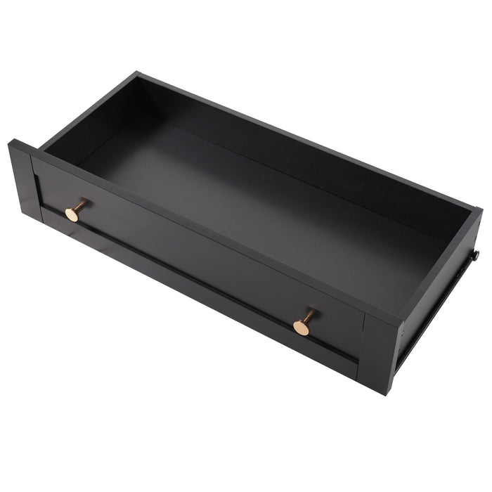 Freestanding Tall Bathroom Cabinet With Adjustable Shelves, Drawers, Soft Close Glass Doors