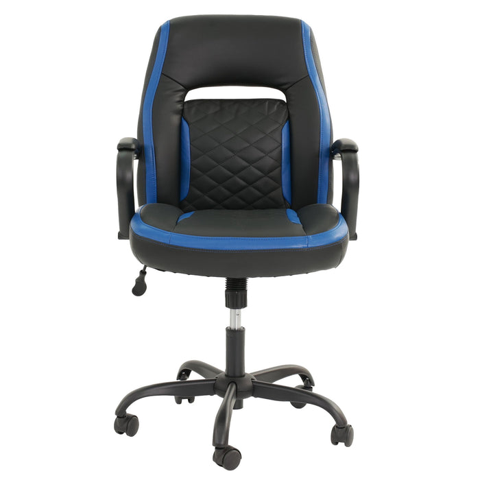 Ergonomic Office Chair With Armrests, Adjustable Design - Black / Blue