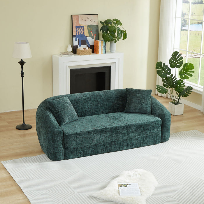Curved Convertible Sofa, 2 In 1 Fold Out Bed With Pull Out Base And Deep Seat