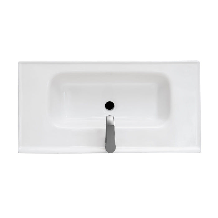 Modern Freestanding Bathroom Vanity With Ceramic Sink, Hot And Cold Faucet, Storage Cabinet & Open Shelf