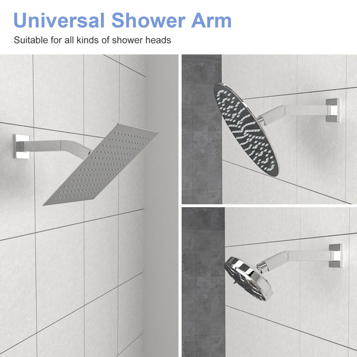 Elegant 6" Shower Arm With Flange, Stainless Steel Construction For Rain Shower Heads