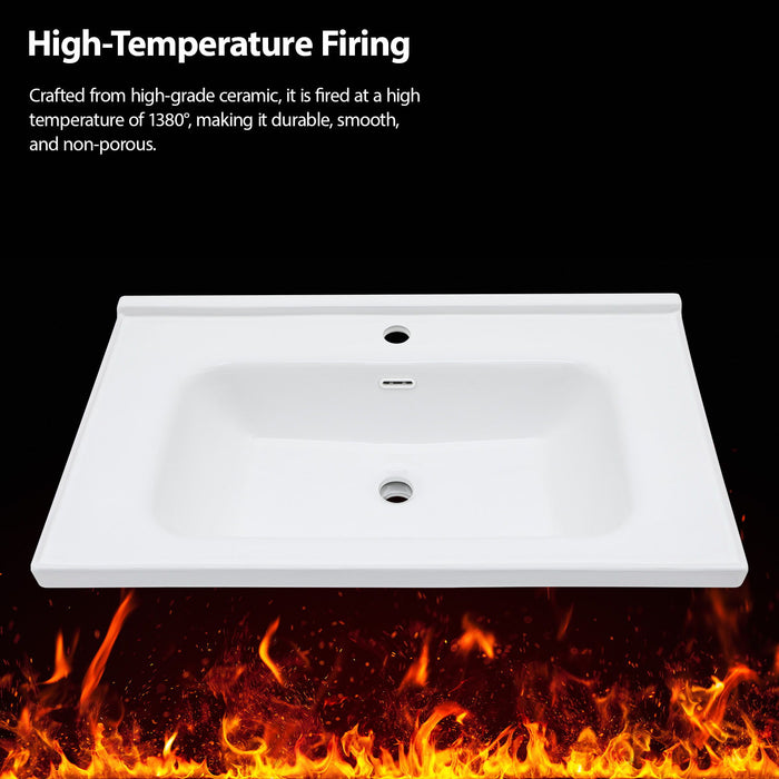 Modern Rectangular Vanity Top With Overflow For Bathroom