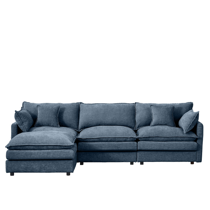 L Shaped Modular Sectional Sofa With Movable Ottoman, 3 Seater Comfortable Seating