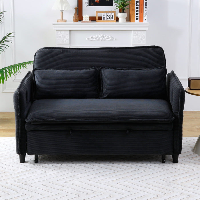 Modern Fabric Multi-Functional Sofa Bed With Adjustable Armrests And Backrests