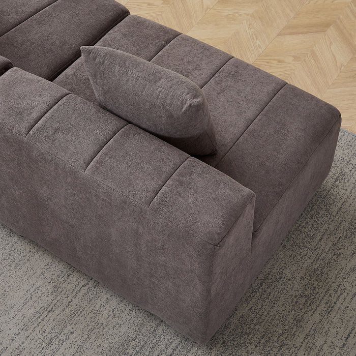 Modular Sectional Sofa With 2 Pillows, Symmetrical Design