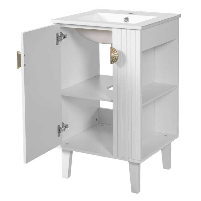 Bathroom Vanity With Sink, Soft-Close Door, Half-Moon Pulls