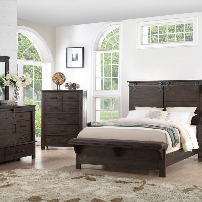Newton - Mirror With Brushed Black Hardware - Cocoa Brown