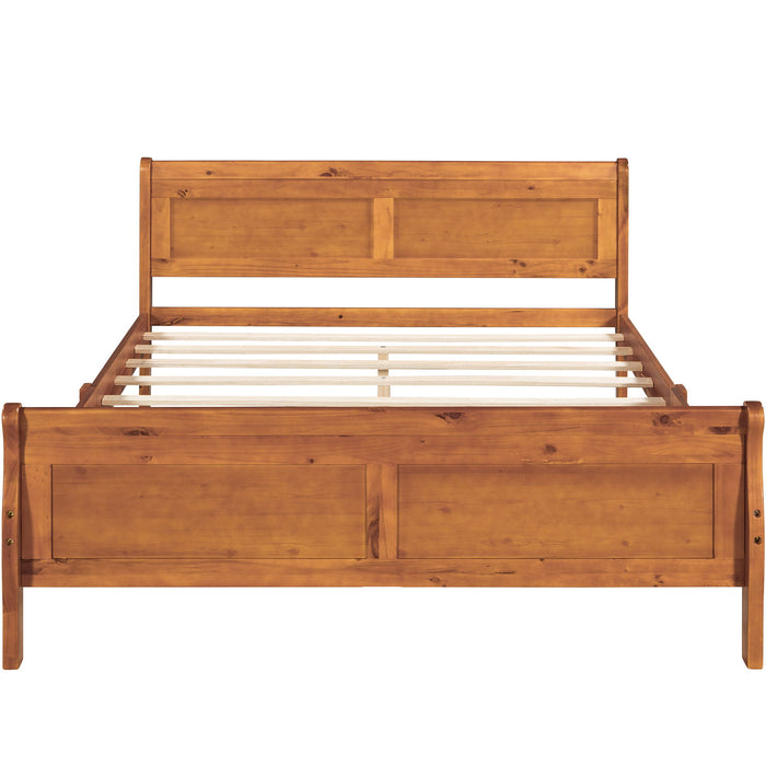 Platform Bed Frame Mattress Foundation Sleigh Bed With Headboard / Footboard / Wood Slat Suppor