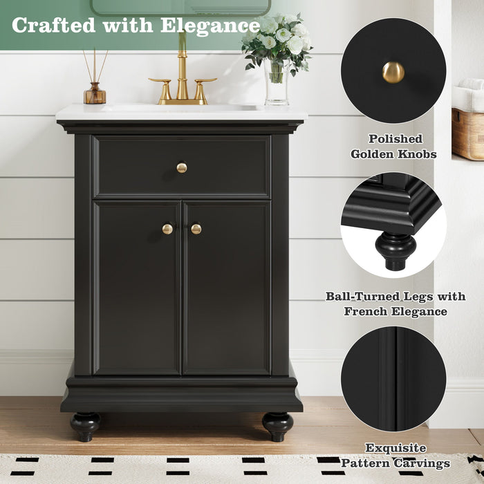 Modern Bathroom Vanity With Tip-Out Drawer And Soft-Close Hinges