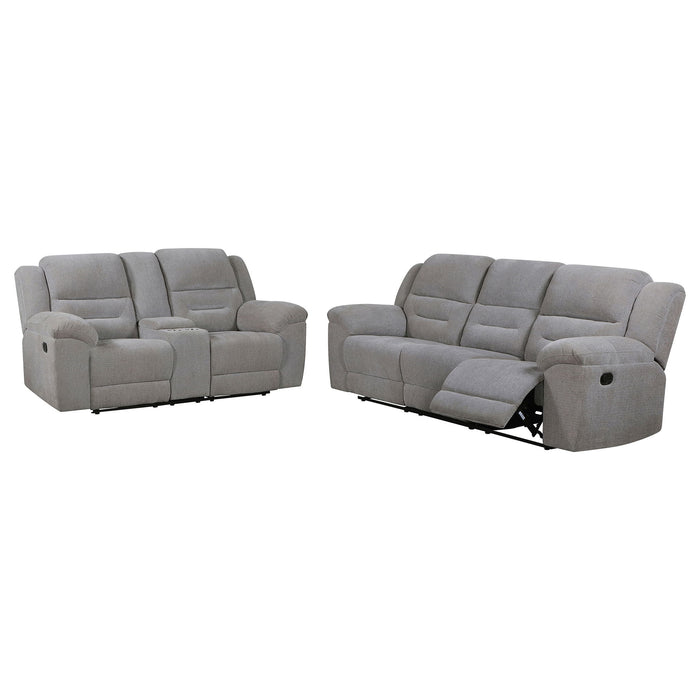 Sebring - 2 Piece Upholstered Reclining Sofa Set With Manual Recline - Gray