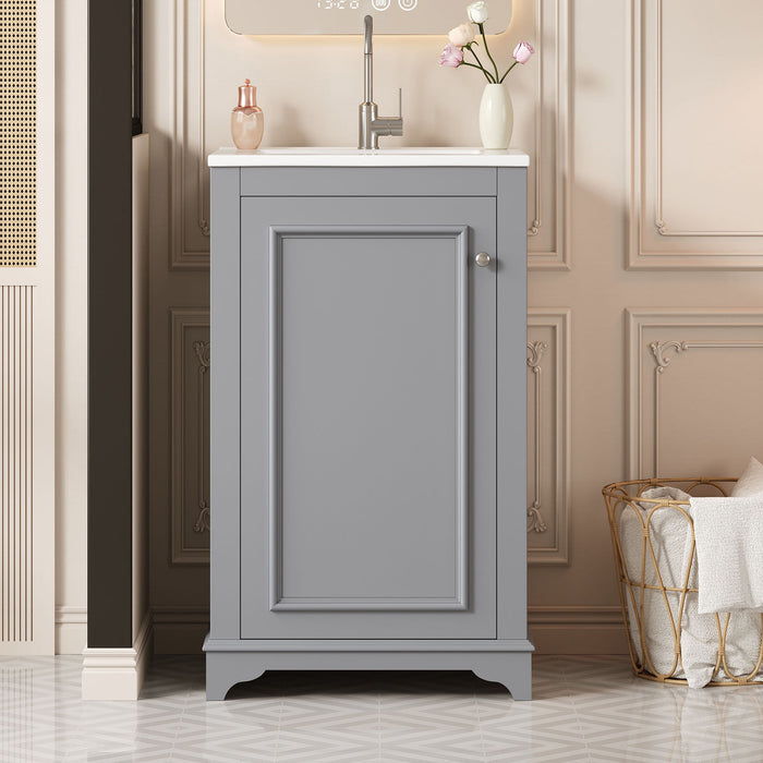 Bathroom Vanity With Sink, Freestanding Single Cabinet Set, Soft Close Door, Adjustable Shelf