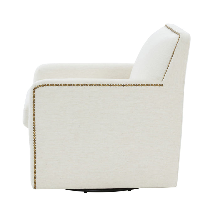 Tolland - Swivel Accent Chair With Antique Brass Nailhead Trim - Cream