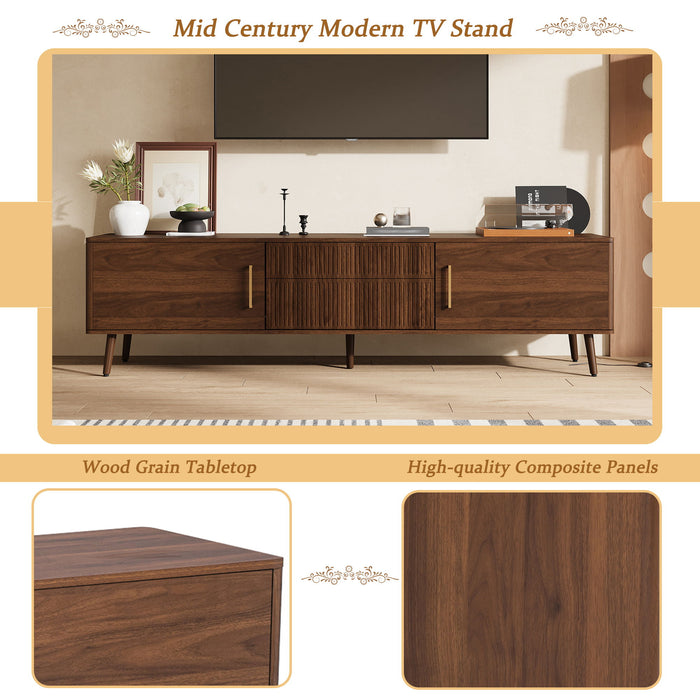 TV Stand With 2 Drawers, Media Console Table - Walnut