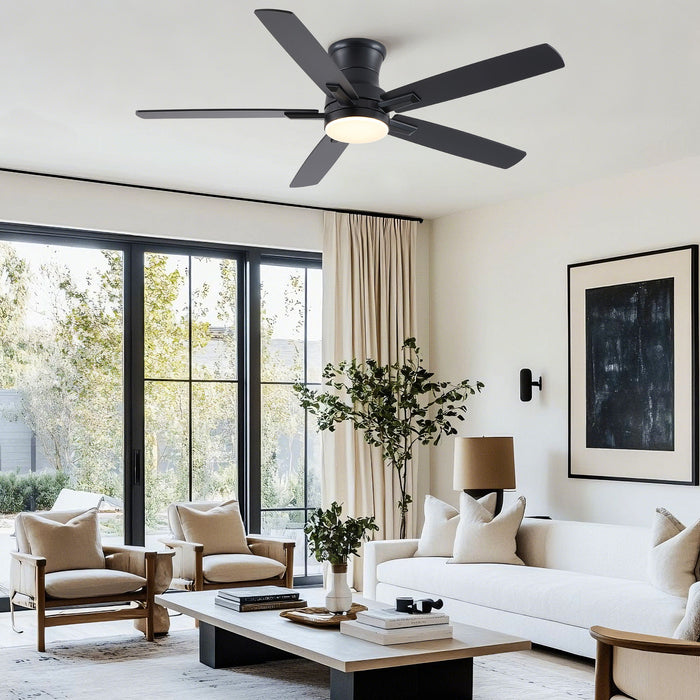 Mordern Flush Mount Ceiling Fan With Light And Remote Control